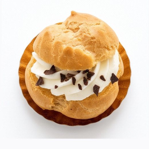 Bignè alla panna con scaglie di cioccolato