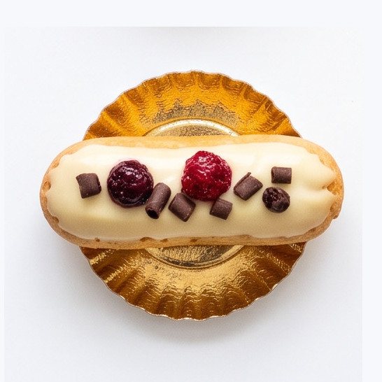 Éclair al cioccolato bianco e frutti rossi